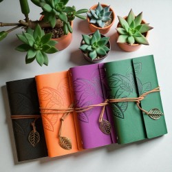 Vintage A5 Faux Leather Notebook with Leaf Design | BookishLover Basel