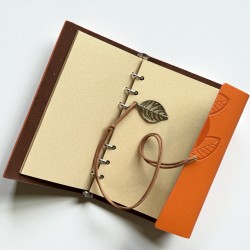 Vintage Faux Leather A5 Notebook orange bookishlover.ch Basel Switzerland