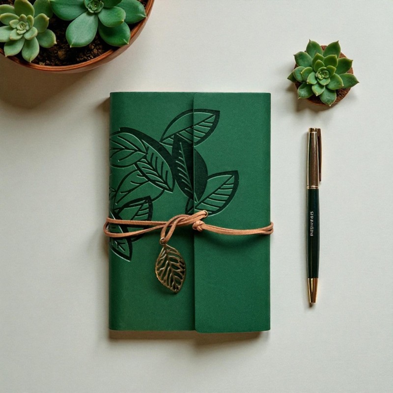 Vintage Faux Leather A5 Notebook dark green bookishlover.ch Basel Switzerland