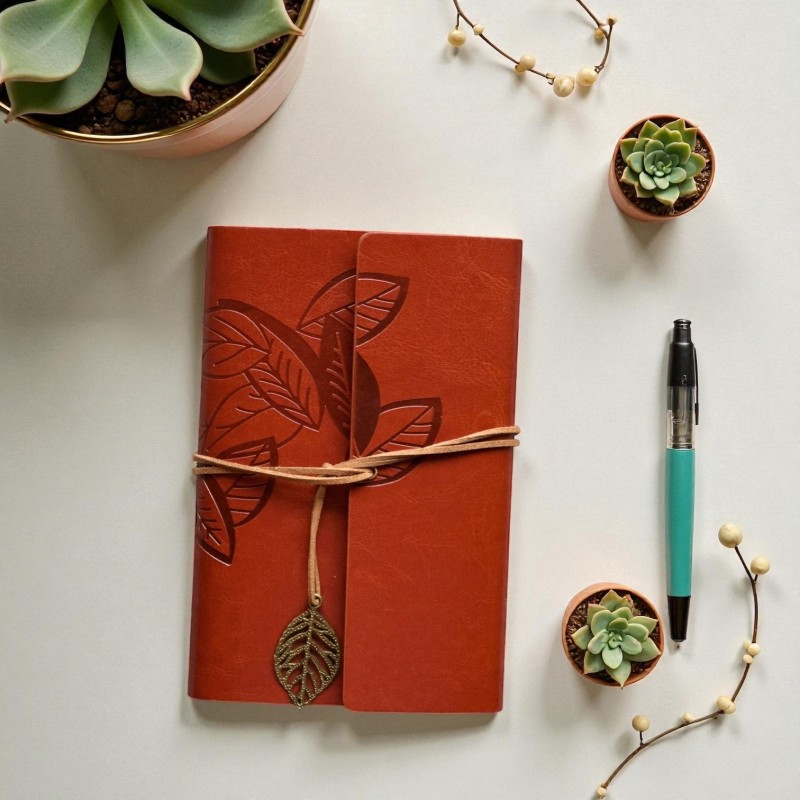 Vintage Faux Leather A5 Notebook whisky brown bookishlover.ch Basel Switzerland